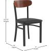 Flash Furniture Wright Commercial Grade Dining Chair – Natural Birch Finish Solid Wood Seat and Boomerang Back – 500 LB. Capacity Black Steel Frame(Walnut Wood Back/Black Vinyl Seat)