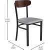 Flash Furniture Wright Commercial Grade Dining Chair – Natural Birch Finish Solid Wood Seat and Boomerang Back – 500 LB. Capacity Black Steel Frame(Walnut Wood Back/Gray Vinyl Seat)
