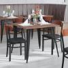 Flash Furniture Wright Commercial Grade Dining Chair – Natural Birch Finish Solid Wood Seat and Boomerang Back – 500 LB. Capacity Black Steel Frame(Walnut Wood Back/Black Vinyl Seat)