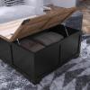 Flash Furniture Wyatt Farmhouse Coffee Table with Storage, Square Coffee Table with Hinged Lift Top and Hidden Storage, 35.75″ Square, Two-Toned White/Rustic Oak(Black)