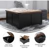 Flash Furniture Wyatt Farmhouse Coffee Table with Storage, Square Coffee Table with Hinged Lift Top and Hidden Storage, 35.75″ Square, Two-Toned White/Rustic Oak(Black)