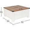 Flash Furniture Wyatt Farmhouse Coffee Table with Storage, Square Coffee Table with Hinged Lift Top and Hidden Storage, 35.75″ Square, Two-Toned White/Rustic Oak(White)