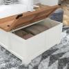 Flash Furniture Wyatt Farmhouse Coffee Table with Storage, Square Coffee Table with Hinged Lift Top and Hidden Storage, 35.75″ Square, Two-Toned White/Rustic Oak(White)