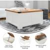 Flash Furniture Wyatt Farmhouse Coffee Table with Storage, Square Coffee Table with Hinged Lift Top and Hidden Storage, 35.75″ Square, Two-Toned White/Rustic Oak(White)