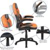 Flash Furniture X10 High-Back LeatherSoft Racing Style Gaming Chair with Flip-Up Arms, Ergonomic Padded Swivel Computer Chair, Red/Black(Orange)