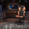 Flash Furniture X10 High-Back LeatherSoft Racing Style Gaming Chair with Flip-Up Arms, Ergonomic Padded Swivel Computer Chair, Red/Black(Orange)