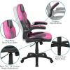 Flash Furniture X10 High-Back LeatherSoft Racing Style Gaming Chair with Flip-Up Arms, Ergonomic Padded Swivel Computer Chair, Red/Black(Pink)