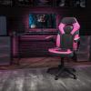 Flash Furniture X10 High-Back LeatherSoft Racing Style Gaming Chair with Flip-Up Arms, Ergonomic Padded Swivel Computer Chair, Red/Black(Pink)