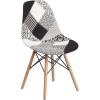 Flash Furniture 2 Pack Elon Series Milan Patchwork Fabric Chair with Wooden Legs(Turin Patchwork)
