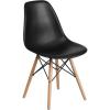 Flash Furniture 2 Pack Elon Series Moss Gray Plastic Chair with Wooden Legs for Versatile Kitchen, Dining Room, Living Room, Library or Desk Use(Black)