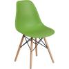 Flash Furniture 2 Pack Elon Series Moss Gray Plastic Chair with Wooden Legs for Versatile Kitchen, Dining Room, Living Room, Library or Desk Use(Green)