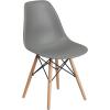 Flash Furniture 2 Pack Elon Series Moss Gray Plastic Chair with Wooden Legs for Versatile Kitchen, Dining Room, Living Room, Library or Desk Use(Moss Gray)