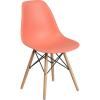 Flash Furniture 2 Pack Elon Series Moss Gray Plastic Chair with Wooden Legs for Versatile Kitchen, Dining Room, Living Room, Library or Desk Use(Peach)