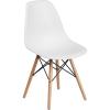 Flash Furniture 2 Pack Elon Series Moss Gray Plastic Chair with Wooden Legs for Versatile Kitchen, Dining Room, Living Room, Library or Desk Use(White)
