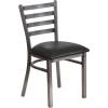 Flash Furniture 2 Pack HERCULES Series Clear Coated Ladder Back Metal Restaurant Chair – Black Vinyl Seat(Black Vinyl Seat/Clear Coated Metal Frame)
