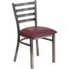 Flash Furniture 2 Pack HERCULES Series Clear Coated Ladder Back Metal Restaurant Chair – Black Vinyl Seat(Burgundy Vinyl Seat/Clear Coated Metal Frame)