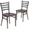 Walnut Wood Seat/Clear Coated Metal Frame
