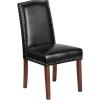 Flash Furniture 2 Pk. HERCULES Hampton Hill Series Black LeatherSoft Parsons Chair with Silver Accent Nail Trim(Black Leathersoft)