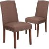 Flash Furniture 2 Pk. HERCULES Hampton Hill Series Brown Fabric Parsons Chair with Silver Accent Nail Trim