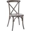 Flash Furniture 2-Pack Advantage Commercial X-Back Chairs with Solid Elm Wood One Piece Frame in Medium Natural with White Grain(Grey)