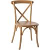 Flash Furniture 2-Pack Advantage Commercial X-Back Chairs with Solid Elm Wood One Piece Frame in Medium Natural with White Grain(Light Brown)