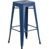 Flash Furniture 30″H Commercial Modern Metal Backless Barstool, Indoor/Outdoor Industrial Square Stacking Bar Stool for Patio Bars/Restaurants, Black(Distressed Antique Blue)