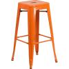 Flash Furniture 30″H Commercial Modern Metal Backless Barstool, Indoor/Outdoor Industrial Square Stacking Bar Stool for Patio Bars/Restaurants, Black(Orange)