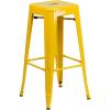 Flash Furniture 30″H Commercial Modern Metal Backless Barstool, Indoor/Outdoor Industrial Square Stacking Bar Stool for Patio Bars/Restaurants, Black(Yellow)