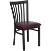 Flash Furniture 4 Pack HERCULES Series Black School House Back Metal Restaurant Chair – Black Vinyl Seat(Burgundy Vinyl Seat/Black Metal Frame)