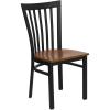 Flash Furniture 4 Pack HERCULES Series Black School House Back Metal Restaurant Chair – Black Vinyl Seat(Cherry Wood Seat/Black Metal Frame)