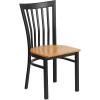 Flash Furniture 4 Pack HERCULES Series Black School House Back Metal Restaurant Chair – Black Vinyl Seat(Natural Wood Seat/Black Metal Frame)