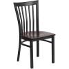 Flash Furniture 4 Pack HERCULES Series Black School House Back Metal Restaurant Chair – Black Vinyl Seat(Walnut Wood Seat/Black Metal Frame)