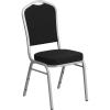 Flash Furniture 4 Pack HERCULES Series Crown Back Stacking Banquet Chair in Black Fabric – Silver Frame(Black Fabric/Silver Frame)