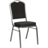 Flash Furniture 4 Pack HERCULES Series Crown Back Stacking Banquet Chair in Black Fabric – Silver Frame(Black Fabric/Silver Vein Frame)