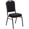 Flash Furniture 4 Pack HERCULES Series Crown Back Stacking Banquet Chair in Black Fabric – Silver Frame(Black Patterned Fabric/Gold Vein Frame)