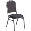 Flash Furniture 4 Pack HERCULES Series Crown Back Stacking Banquet Chair in Black Fabric – Silver Frame(Black Patterned Fabric/Silver Vein Frame)
