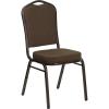 Flash Furniture 4 Pack HERCULES Series Crown Back Stacking Banquet Chair in Black Fabric – Silver Frame(Brown Patterned Fabric/Copper Vein Frame)