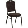Flash Furniture 4 Pack HERCULES Series Crown Back Stacking Banquet Chair in Black Fabric – Silver Frame(Brown Patterned Fabric/Gold Vein Frame)