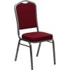 Flash Furniture 4 Pack HERCULES Series Crown Back Stacking Banquet Chair in Black Fabric – Silver Frame(Burgundy Fabric/Silver Vein Frame)