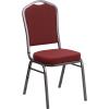 Flash Furniture 4 Pack HERCULES Series Crown Back Stacking Banquet Chair in Black Fabric – Silver Frame(Burgundy Patterned Fabric/Silver Vein Frame)