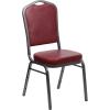Flash Furniture 4 Pack HERCULES Series Crown Back Stacking Banquet Chair in Black Fabric – Silver Frame(Burgundy Vinyl/Silver Vein Frame)