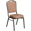 Flash Furniture 4 Pack HERCULES Series Crown Back Stacking Banquet Chair in Black Fabric – Silver Frame(Gold Diamond Patterned Fabric/Gold Vein Frame)