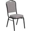 Flash Furniture 4 Pack HERCULES Series Crown Back Stacking Banquet Chair in Black Fabric – Silver Frame(Gray Fabric/Black Frame)