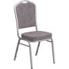 Flash Furniture 4 Pack HERCULES Series Crown Back Stacking Banquet Chair in Black Fabric – Silver Frame(Herringbone Fabric/Silver Frame)