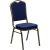 Flash Furniture 4 Pack HERCULES Series Crown Back Stacking Banquet Chair in Black Fabric – Silver Frame(Navy Blue Dot Patterned Fabric/Gold Vein Frame)