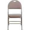 Flash Furniture 4 Pack HERCULES Series Ultra-Premium Triple Braced Burgundy Fabric Metal Folding Chair with Easy-Carry Handle(Beige Fabric/Beige Frame)