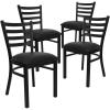 Flash Furniture 4 Pk. HERCULES Series Black Ladder Back Metal Restaurant Chair – Black Vinyl Seat(Chair)