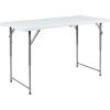 Flash Furniture 4-Foot Height Adjustable Bi-Fold Granite White Plastic Folding Table(Easy-Fold)