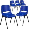 Flash Furniture 5 Pack HERCULES Series 440 lb. Capacity Kid’s Navy Ergonomic Shell Stack Chair with Black Frame and 12″ Seat Height(5)
