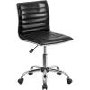 Flash Furniture Alan Office Task Chair – Brown Vinyl – Chrome Frame – Armless – Ribbed Back and Seat – Low Back Design(Black/Chrome)